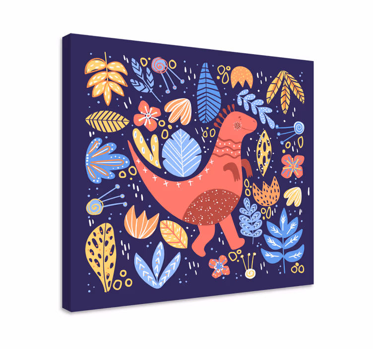 Játékos dinoszaurusz illusztráció vászonra - TenStickers