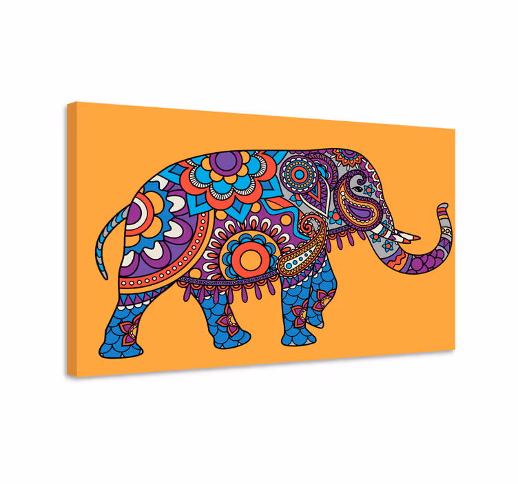 Tarka mandala elefántok séta vászon - TenStickers