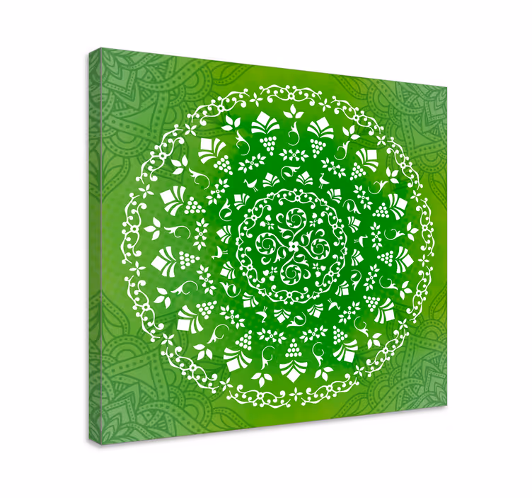 Zöld dísz kerek mandala vászon fal művészet - TenStickers