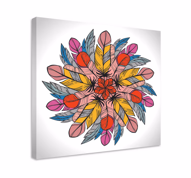 Színes toll mandala vászon dekoráció - TenStickers