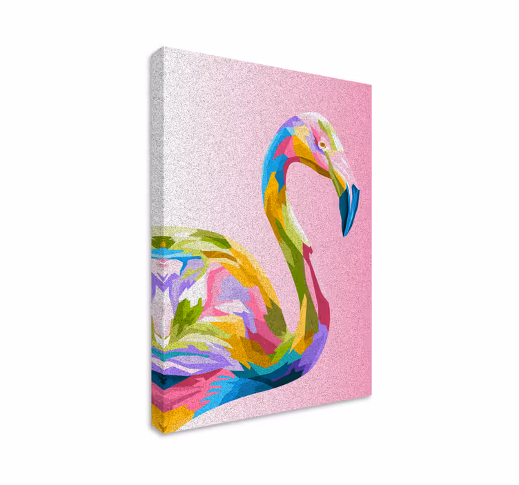 Flamingó művészet toll vászon fal művészet - TenStickers
