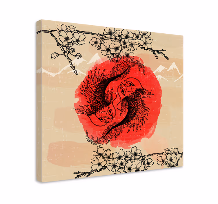 Ying yang halak halvászon - TenStickers