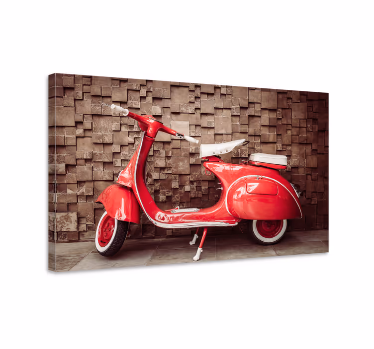 Piros motorkerékpár retro vászon művészet - TenStickers