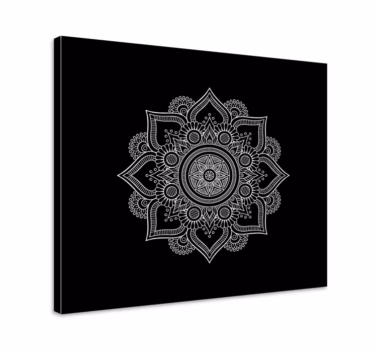 Fekete-fehér mandala vászon fal művészet - TenStickers