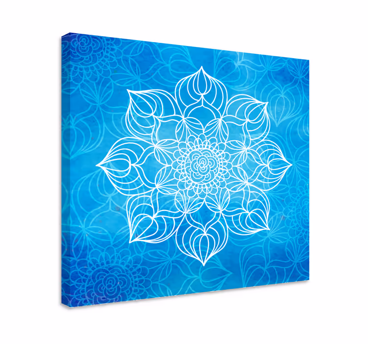 Kék festék splash mandala vászon fal art - TenStickers