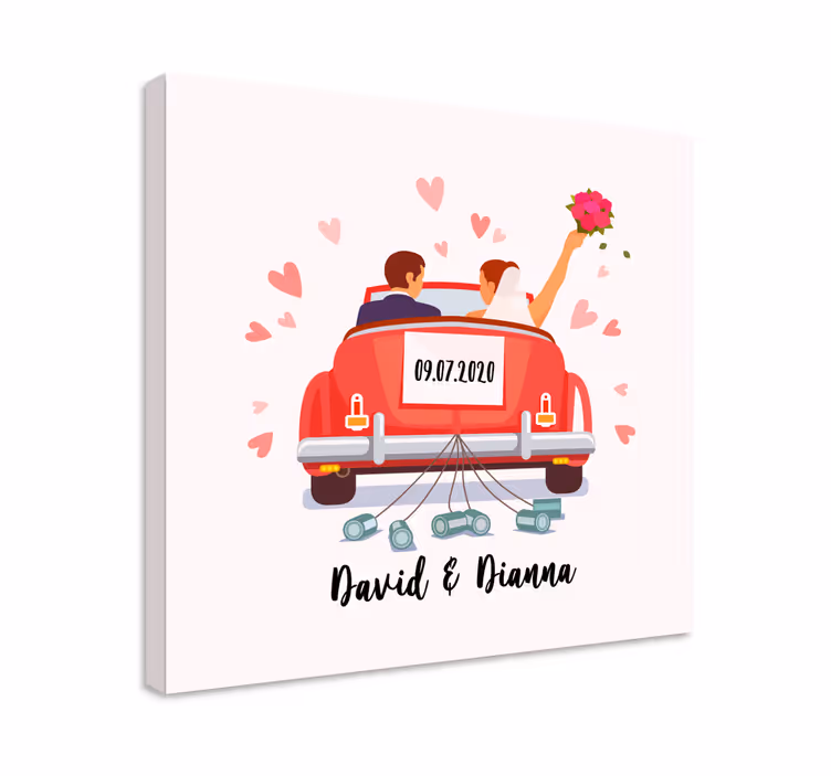 Coche boda személyre szabható esküvői vászon - TenStickers