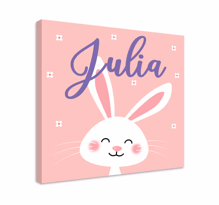 Rózsaszín háttér nyuszi óvoda vászon - TenStickers