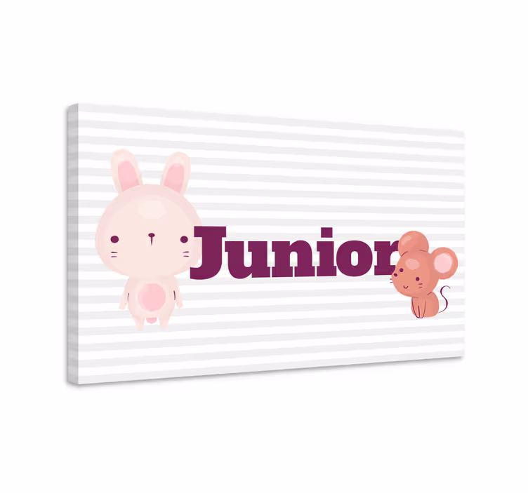 Nyuszi és egér névvel vászon óvoda - TenStickers