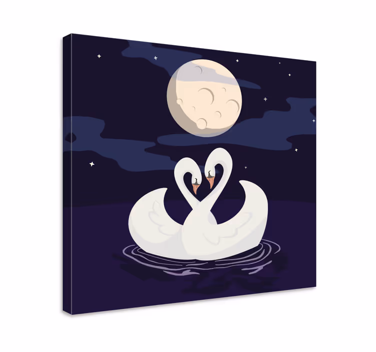 Hattyúk az Éjjeli holdfényben vászon állatok - TenStickers