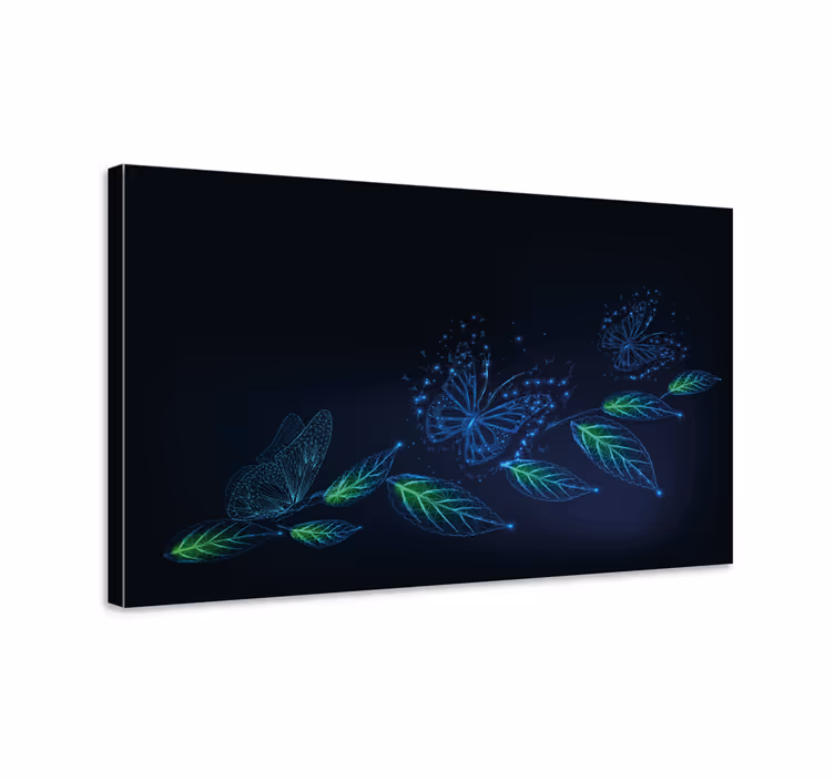 Neon virágok és pillangó vászon fal art - TenStickers