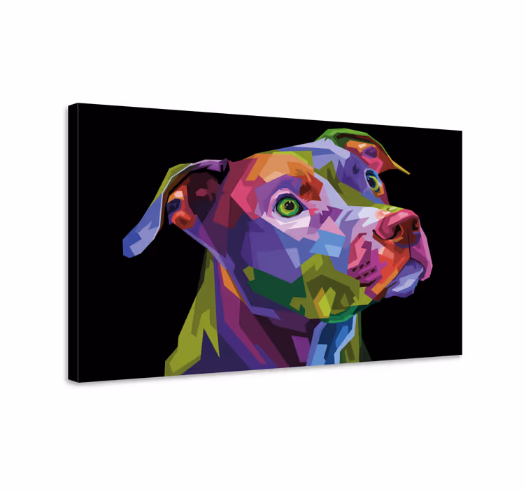Többszínű modern pitbull kutya vászonképek - TenStickers