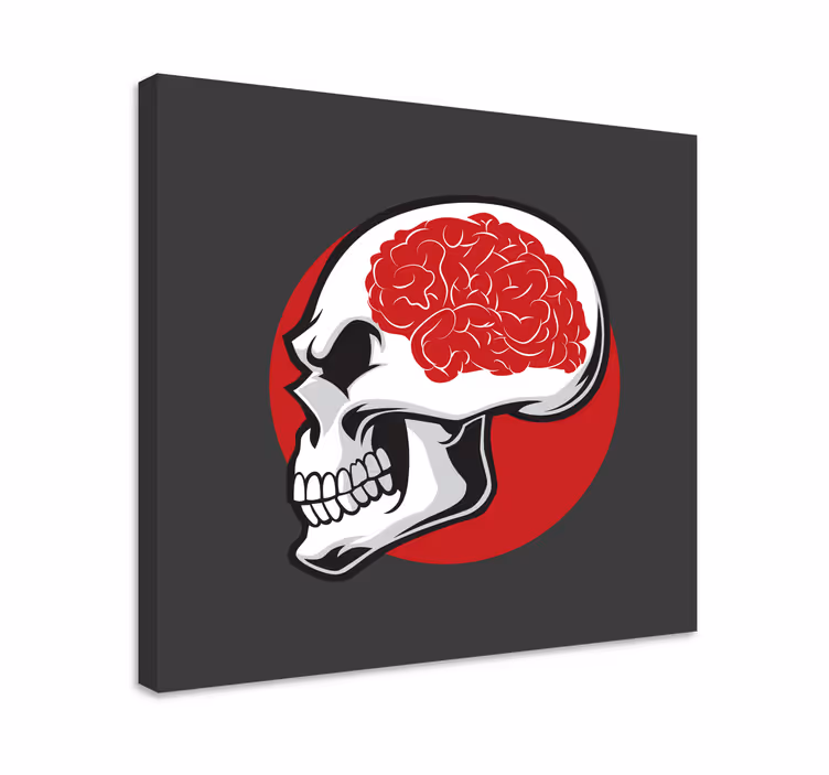 Piros koponya agy modern vászon fal art - TenStickers