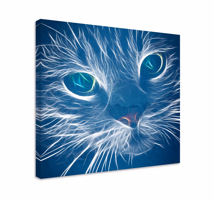 Kék absztrakt macska vászon nyomtatás - TenStickers