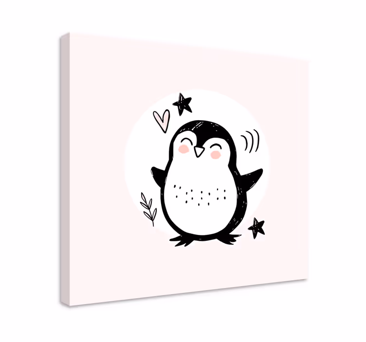 Aranyos rajzolt baba pingvin doodle óvoda vászon - TenStickers