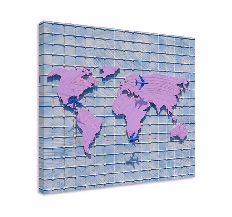 Stilizált globális térkép vászon világtérkép - TenStickers