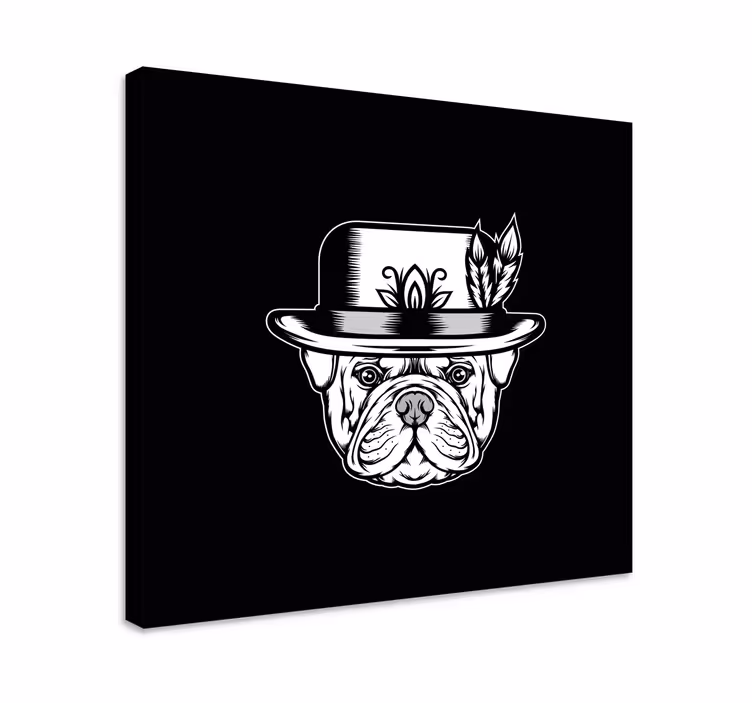 Bulldog fekete háttér kutya vászon nyomatok - TenStickers