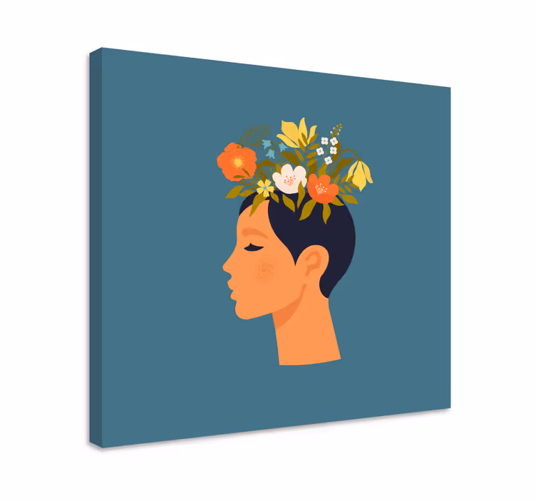 Virágos sziluett profil vászon virágok és növények - TenStickers
