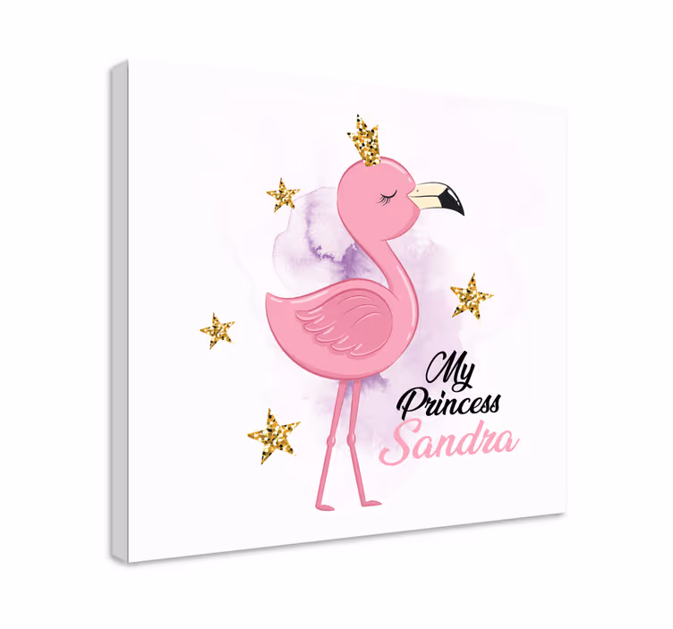 Aranyos flamingó hercegnő név vászon - TenStickers