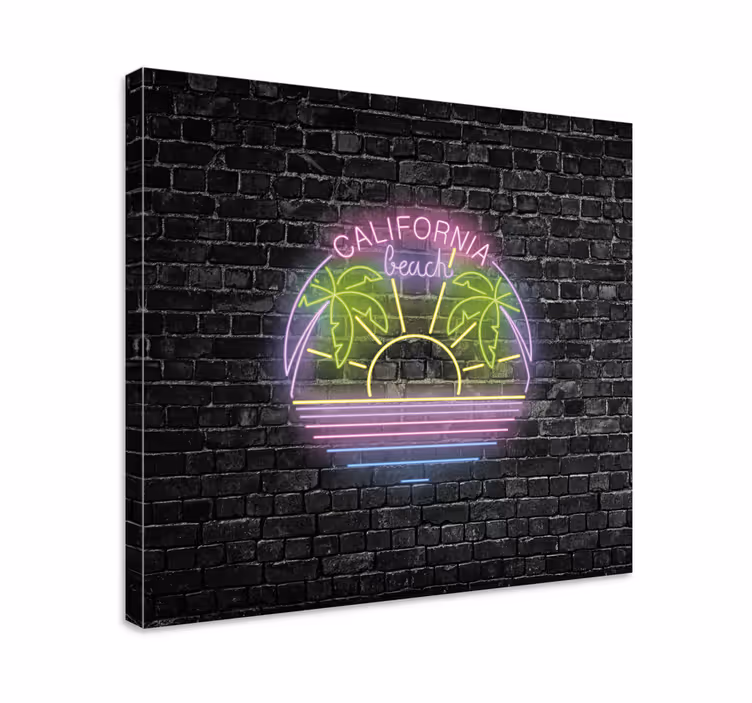 California beach neon - vászon városok és országok - TenStickers