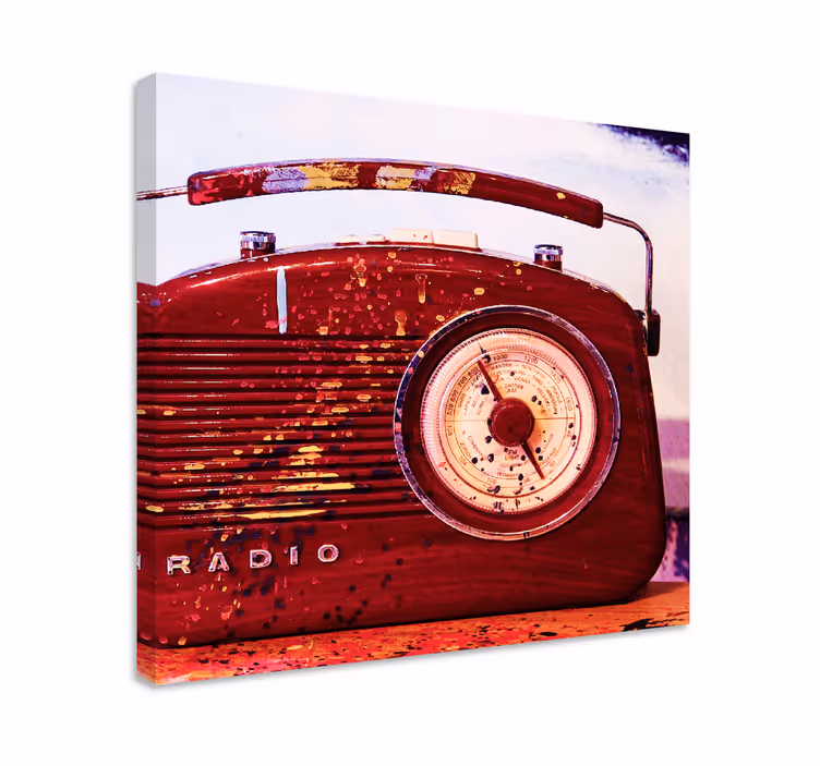 Piros vintage rádió retro vászon művészet - TenStickers