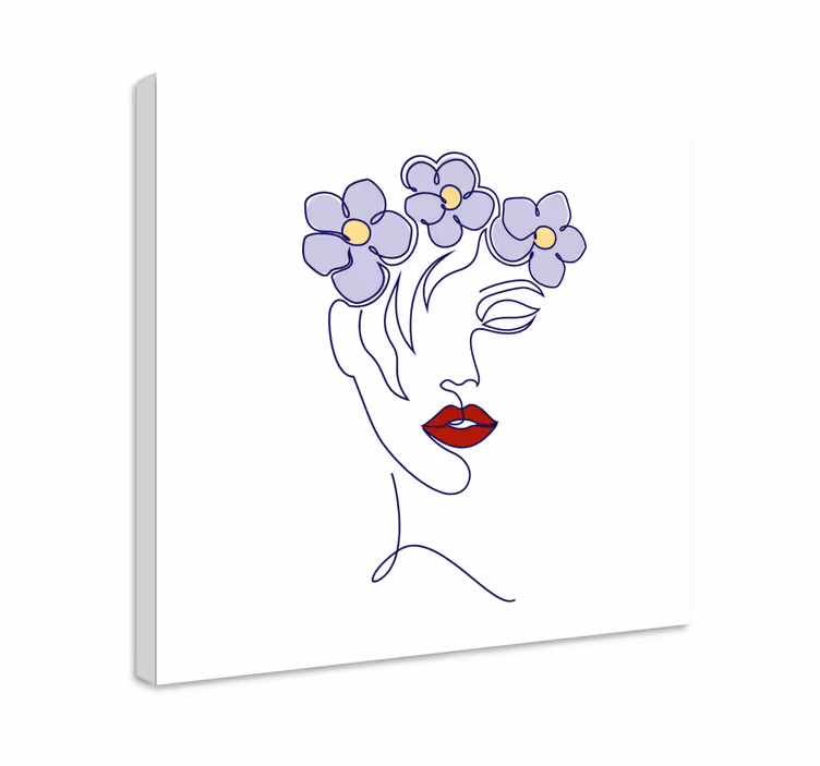 Elegáns nő virágos vászon művészet - TenStickers
