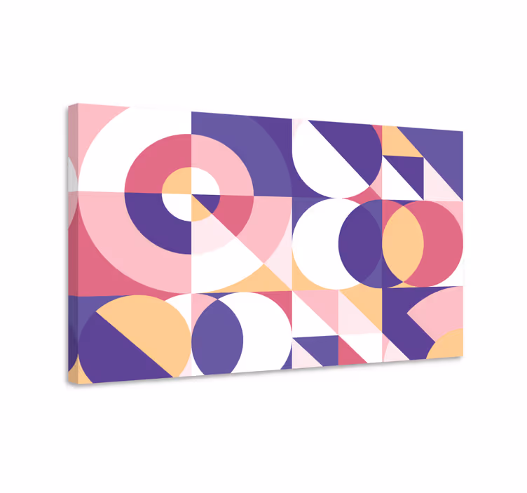 Lila körök és háromszögek vászon geometriai - TenStickers