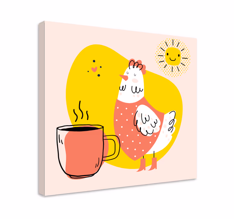Vidám tyúk reggel vászon Állatok - TenStickers