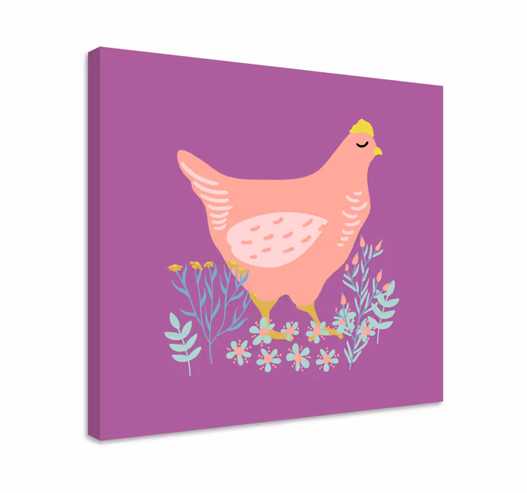 Bájos rózsaszín tyúk vászon állatok - TenStickers
