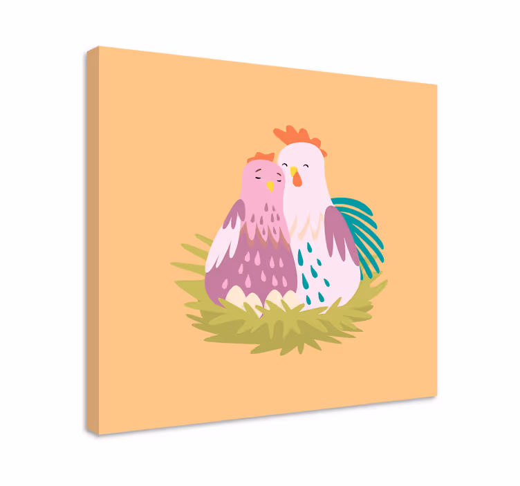 Páros tyúkok fészek vászon Állatok - TenStickers
