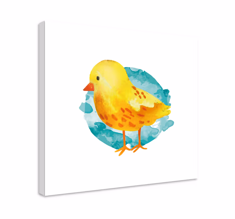 Sárga kis csirke festett madár vászon art - TenStickers
