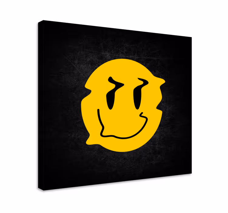 Sárga torz mosoly modern vászon fal art - TenStickers
