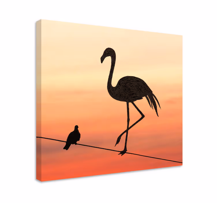Flamingó és madarak design bejárati vászon művészet - TenStickers