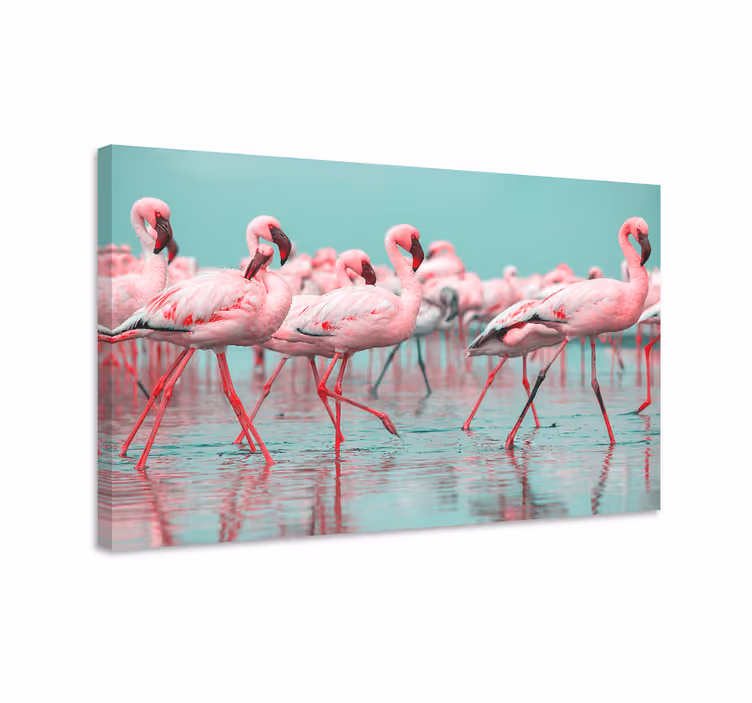 Flamingó összejövetel vászon állatok - TenStickers