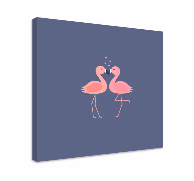 Flamingók alkotó szív bejárat vászon művészet - TenStickers