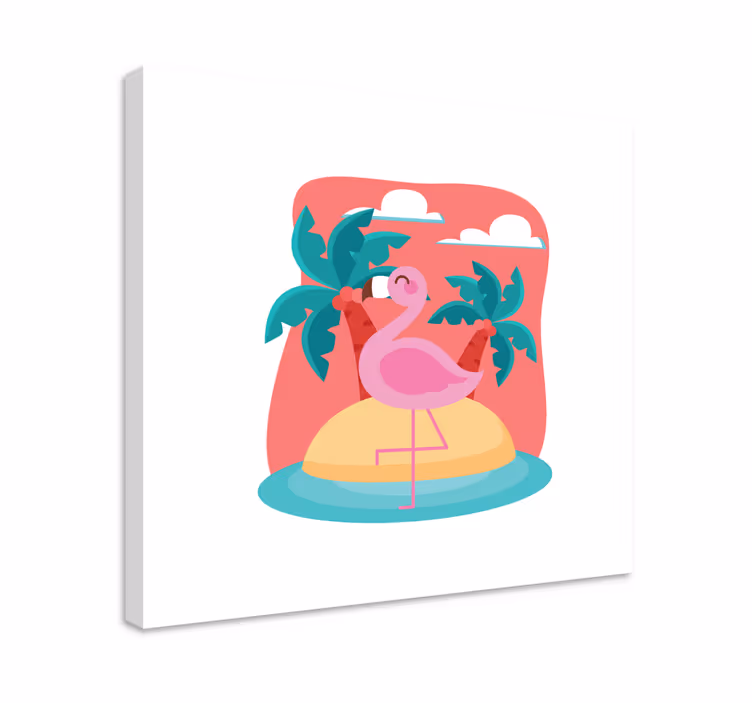 Flamingó a szigeten vászon állatok - TenStickers