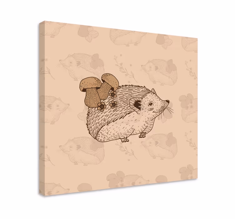Vázlat baba sündisznó és gomba állati vászon - TenStickers