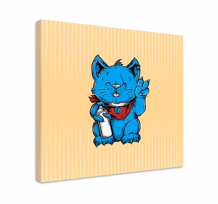 Játékos kék macska vászon macskák - TenStickers