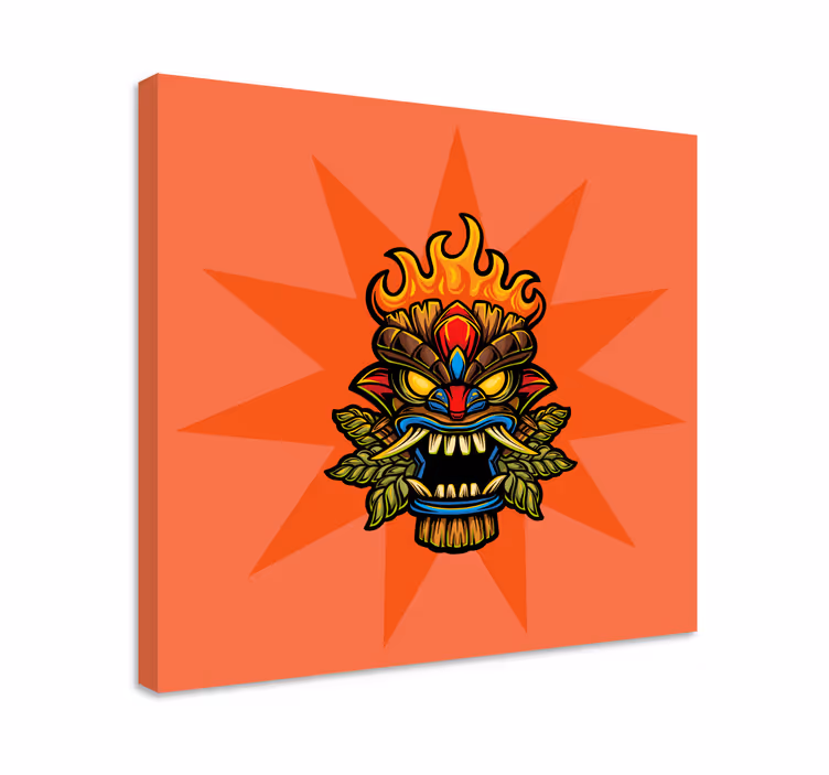 Tűz tiki maszk rajzfilm graffiti modern vászon - TenStickers