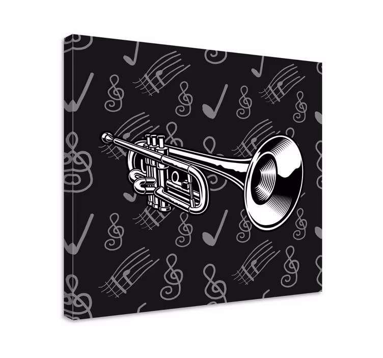 Fekete-fehér trombitazenei vászon - TenStickers