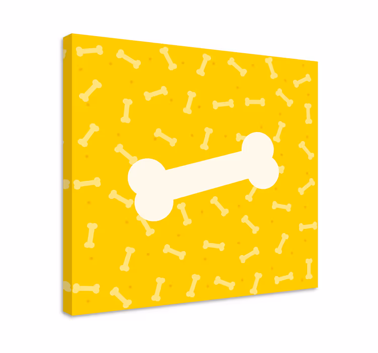 Aranyos sárga háttér kutya csont vászon nyomatok - TenStickers