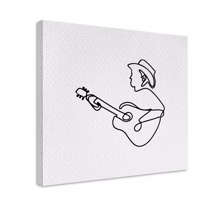 Fekete gitáros minimalista zenei vászon - TenStickers