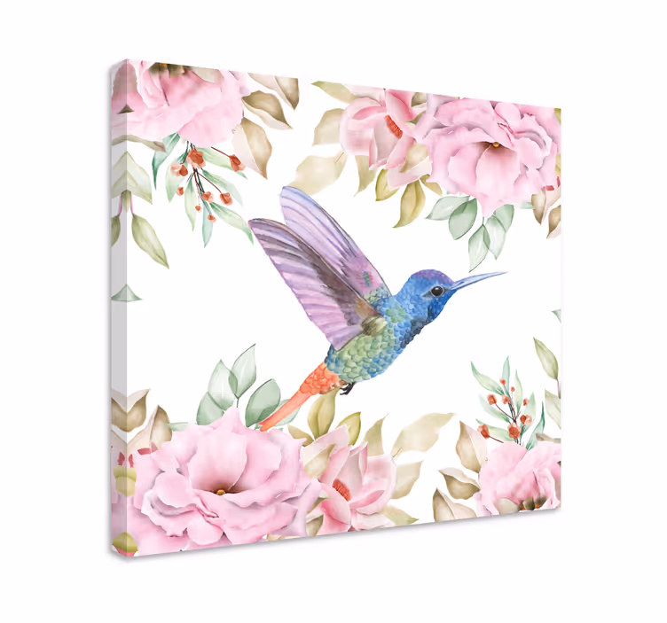 Rózsák között kolibri táblázatok madár - TenStickers