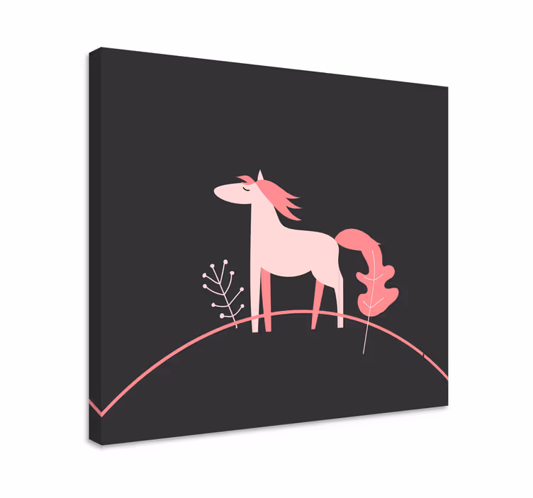 Stílusos rózsaszín ló vászon ló - TenStickers