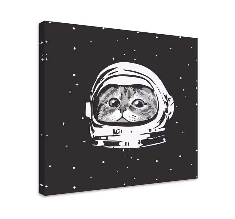 Fekete-fehér űrhajós vászon macskák - TenStickers