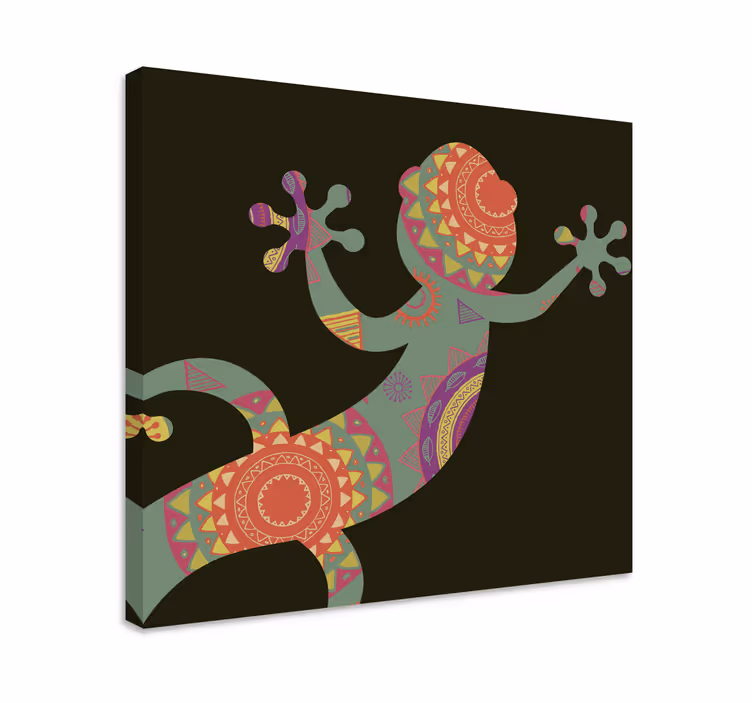 Gekkó virágos mandala vászonnal - TenStickers
