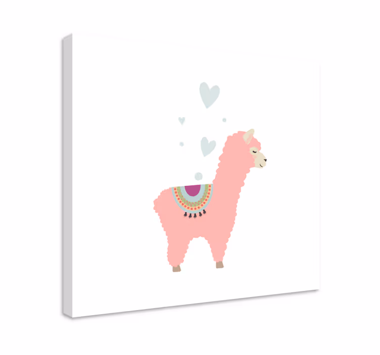 Baba rózsaszín láma szívvel vászon állatok - TenStickers