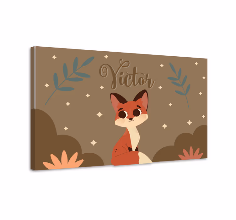 Aranyos róka illusztráció vászon dinoszaurusz - TenStickers