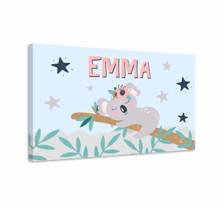 Aranyos koala lány személyre szabott vászonra - TenStickers