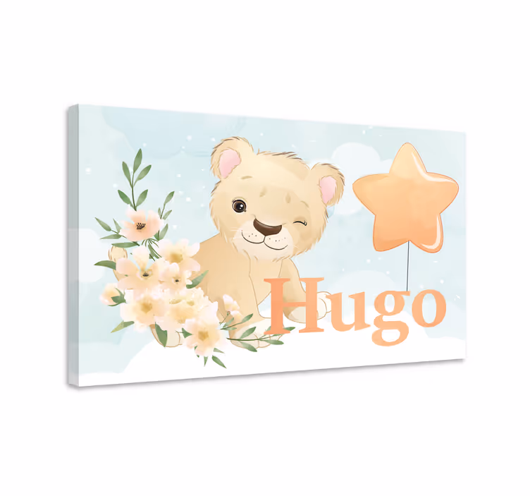 Aranyos oroszlán karakter vászon Óvoda - TenStickers