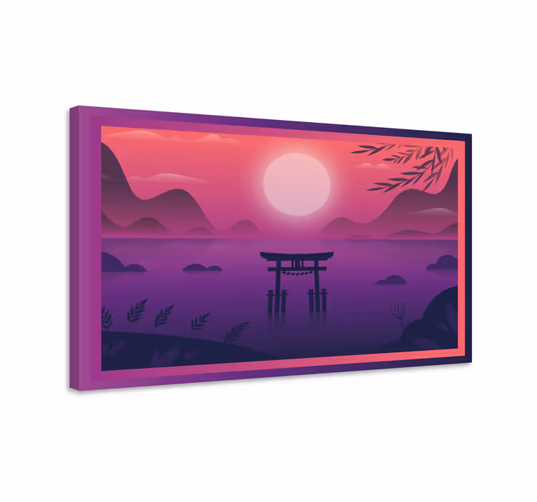 Naplemente torii kapuja vászon oriental - TenStickers